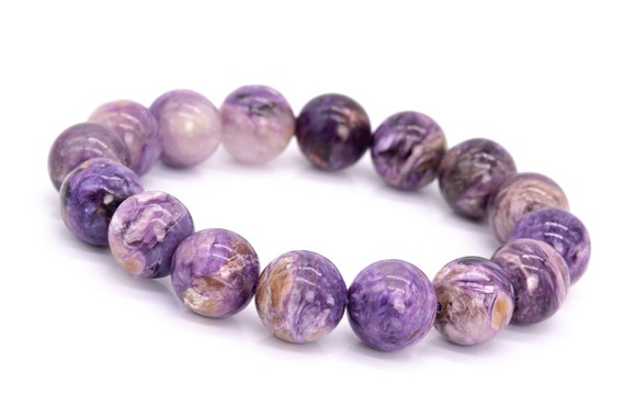 16 Pcs - 13mm Charoite Bracelet Grade A Genuine Natural Purple Round Gemstone Beads (115285)