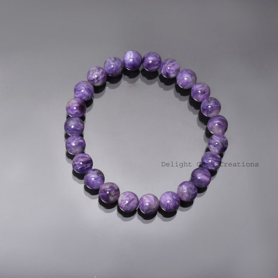 Aaa++ Purple Charoite Beaded Bracelet-8mm-8.5mm Smooth Round Gemstone Bracelet-stretchable Bracelet-unisex Bracelet-best Gifts For Her/him