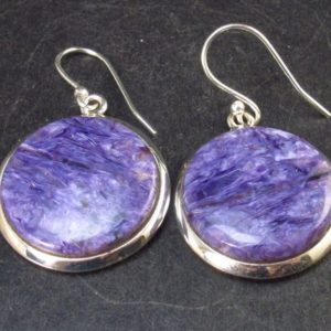 Shop Charoite Earrings! Lilac Stone!!!  Stunning Silky Charoite AAA Quality Earrings From Russia – 1.4" – 10.4 Grams | Natural genuine Charoite earrings. Buy crystal jewelry, handmade handcrafted artisan jewelry for women.  Unique handmade gift ideas. #jewelry #beadedearrings #beadedjewelry #gift #shopping #handmadejewelry #fashion #style #product #earrings #affiliate #ad