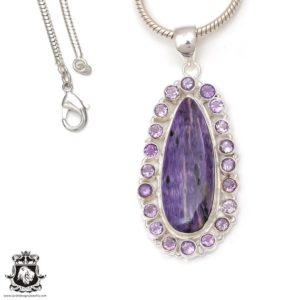 Shop Charoite Pendants! 2.78 Inch Charoite Pendant & FREE 3MM Italian Snake Chain P7562 | Natural genuine Charoite pendants. Buy crystal jewelry, handmade handcrafted artisan jewelry for women.  Unique handmade gift ideas. #jewelry #beadedpendants #beadedjewelry #gift #shopping #handmadejewelry #fashion #style #product #pendants #affiliate #ad