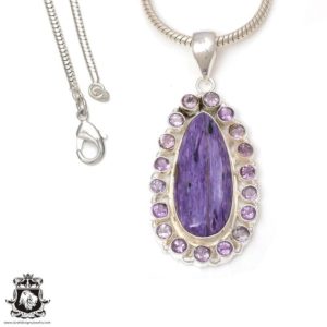 Charoite Energy Healing Necklace • Crystal Healing Necklace • Minimalist Necklace P7570 | Natural genuine Gemstone pendants. Buy crystal jewelry, handmade handcrafted artisan jewelry for women.  Unique handmade gift ideas. #jewelry #beadedpendants #beadedjewelry #gift #shopping #handmadejewelry #fashion #style #product #pendants #affiliate #ad