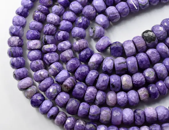 Charoite Rondelle Shape Faceted Beads Size 7x10 Mm 8"inches Natural Charoite Gemstone Wholesale Price