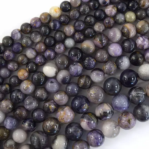 Natural Chinese Purple Charoite Round Beads Gemstone 15.5" Strand 6mm 8mm 10mm