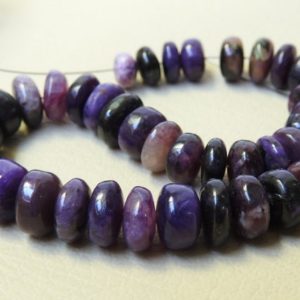 Shop Charoite Beads! Charoite Multi Shaded Smooth Roundel Bead/For Making Jewelry/8Inches Strand/100%Natural/PME-B14 | Natural genuine beads Charoite beads for beading and jewelry making.  #jewelry #beads #beadedjewelry #diyjewelry #jewelrymaking #beadstore #beading #affiliate #ad