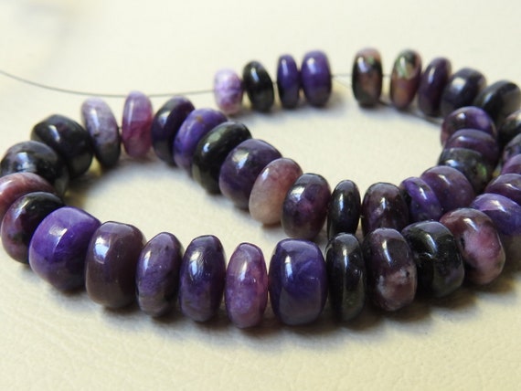 Charoite Multi Shaded Smooth Roundel Bead/8inches Strand/for Making Jewelry/natural Stone/pme-b7