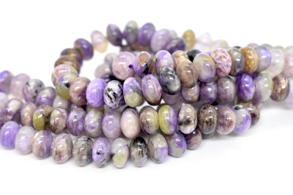 Chinese Charoite (natural) Smooth Rondelle Gemstone Beads (8x6mm) Lavender Purple Rondelle Beads For Jewelry Making, Jewelry Supplies