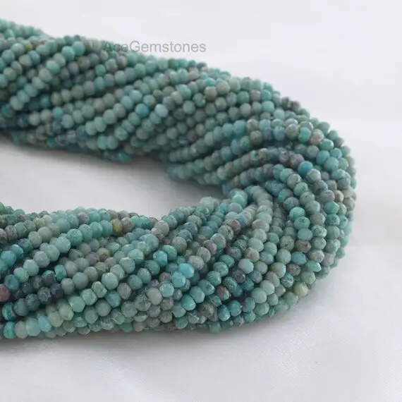 Chrysocolla Beads Rondelle Semiprecious Wholesale Gemstone Beads A+ Grade, 3-4 Mm, 35 Cm Strand