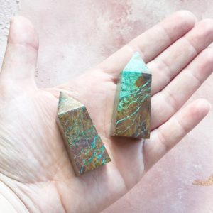Shop Chrysocolla Points & Wands! Chrysocolla crystal tower | ethically sourced natural chrysocolla polished point | crystals for mediation and grounding | Natural genuine stones & crystals in various shapes & sizes. Buy raw cut, tumbled, or polished gemstones for making jewelry or crystal healing energy vibration raising reiki stones. #crystals #gemstones #crystalhealing #crystalsandgemstones #energyhealing #affiliate #ad