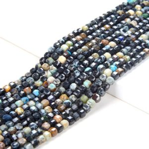 Shop Chrysocolla Faceted Beads! 4MM Natural Chrysocolla Gemstone Micro Faceted Diamond Cut Cube Loose Beads (P41) | Natural genuine faceted Chrysocolla beads for beading and jewelry making.  #jewelry #beads #beadedjewelry #diyjewelry #jewelrymaking #beadstore #beading #affiliate #ad