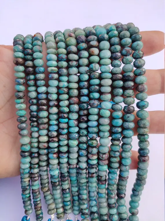 Aaa Chrysocolla Faceted Rondelle Beads | 6.7-7/7-7.5 Mm Chrysocolla Beads | Chrysocolla Beads | Wholesale Gemstone Beads | Beads Suppliers |