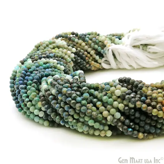 Chrysocolla Gemstone Beads Rondelle, 3mm Chrysocolla Faceted Gemstone Round Beads, Curtain Beads, Rondelle Beads, Gemmartusa, Rlch-70042
