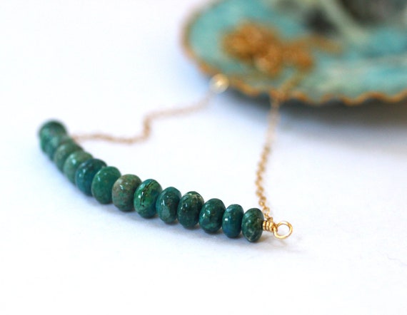 Chrysocolla Necklace, Gemstone Bar Necklace, Gemstone Choker, Blue Green Stones, Layering Stone Necklace, Healing Stone Jewelry