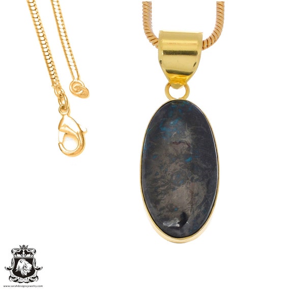 Chrysocolla 24k Gold Pendant Necklace Chrysocolla 24k Gold Pendant Necklace