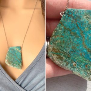 Shop Chrysocolla Pendants! Big Chrysocolla Pendant Necklace, Raw Chrysocolla Necklace, Chrysocolla Jewelry Silver or Gold, Natural Crystal Necklace for Her EXACT STONE | Natural genuine Chrysocolla pendants. Buy crystal jewelry, handmade handcrafted artisan jewelry for women.  Unique handmade gift ideas. #jewelry #beadedpendants #beadedjewelry #gift #shopping #handmadejewelry #fashion #style #product #pendants #affiliate #ad