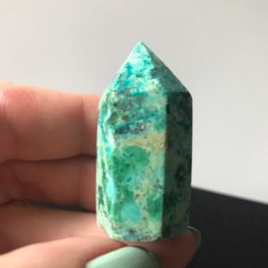 Shop Chrysocolla Points & Wands! Chrysocolla Point/ Tower/Carving | Natural genuine stones & crystals in various shapes & sizes. Buy raw cut, tumbled, or polished gemstones for making jewelry or crystal healing energy vibration raising reiki stones. #crystals #gemstones #crystalhealing #crystalsandgemstones #energyhealing #affiliate #ad