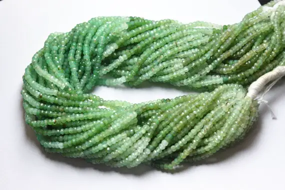13 Inches Strand, Natural Shaded Chrysoprase Faceted Rondelles,size 3.5mm