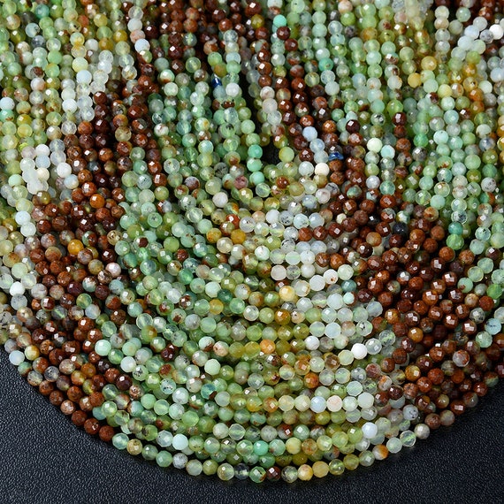 3mm Natural Multi Color Chrysoprase Gemstone Grade Aaa Micro Faceted Round Beads 15 Inch Full Strand Bulk Lot 1,2,6,12 And 50 (80009372-p28)