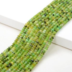 Shop Chrysoprase Faceted Beads! 3x2MM  Chrysoprase Gemstone Grade AA Bicone Faceted Rondelle Saucer Loose Beads (P1) | Natural genuine faceted Chrysoprase beads for beading and jewelry making.  #jewelry #beads #beadedjewelry #diyjewelry #jewelrymaking #beadstore #beading #affiliate #ad