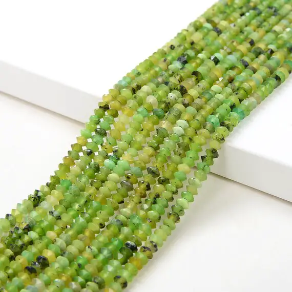 3x2mm  Chrysoprase Gemstone Grade Aa Bicone Faceted Rondelle Saucer Loose Beads (p1)