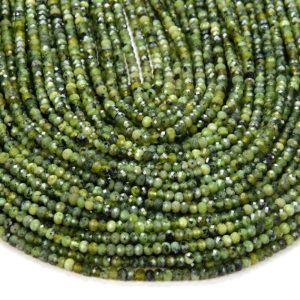 Shop Chrysoprase Faceted Beads! 3X2MM Natural Chrysoprase Gemstone Grade AA Micro Faceted Rondelle Loose Beads BULK LOT 1,2,6,12 and 50 (P35) | Natural genuine faceted Chrysoprase beads for beading and jewelry making.  #jewelry #beads #beadedjewelry #diyjewelry #jewelrymaking #beadstore #beading #affiliate #ad