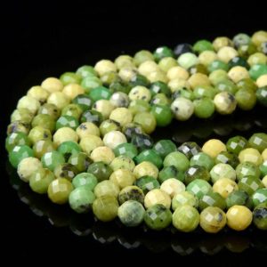 Shop Chrysoprase Faceted Beads! 5MM Chrysoprase Gemstone Micro Faceted Round Beads 15 inch Full Strand BULK LOT 1,2,6,12 and 50 (80009129-P14) | Natural genuine faceted Chrysoprase beads for beading and jewelry making.  #jewelry #beads #beadedjewelry #diyjewelry #jewelrymaking #beadstore #beading #affiliate #ad