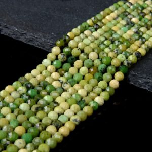 Shop Chrysoprase Faceted Beads! 5MM Chrysoprase Gemstone Micro Faceted Round Beads 15 inch Full Strand (80009129-P14) | Natural genuine faceted Chrysoprase beads for beading and jewelry making.  #jewelry #beads #beadedjewelry #diyjewelry #jewelrymaking #beadstore #beading #affiliate #ad