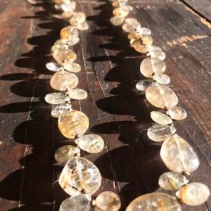 Shop Rutilated Quartz Necklaces! Chunky rutilated quartz necklace | Natural genuine Rutilated Quartz necklaces. Buy crystal jewelry, handmade handcrafted artisan jewelry for women.  Unique handmade gift ideas. #jewelry #beadednecklaces #beadedjewelry #gift #shopping #handmadejewelry #fashion #style #product #necklaces #affiliate #ad