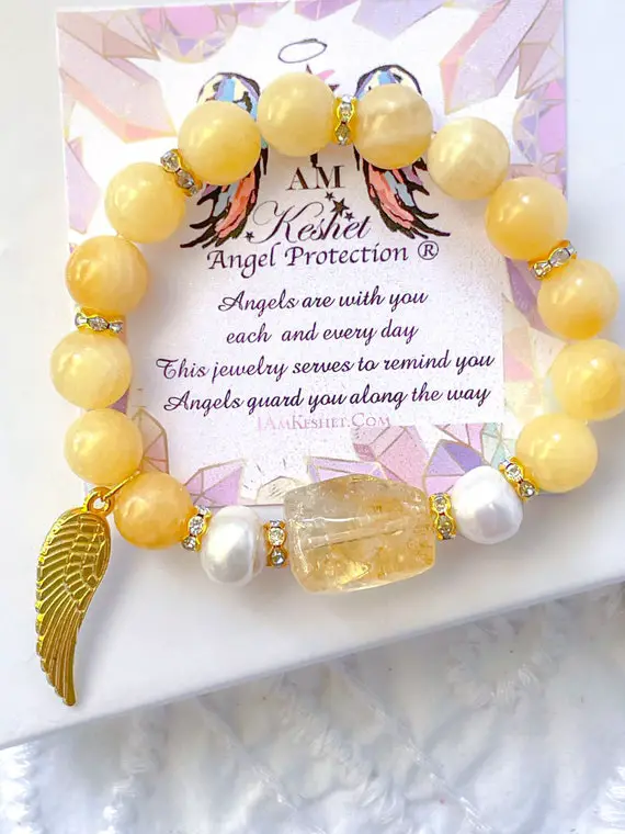 Citrine Bracelet, Archangel, Gabriel, Attract, Money, Happiness, Yellow, Crystal Bracelet, Birthstone Jewelry, November, Scorpio, Gift For