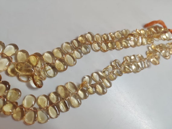 Aaa Natural Citrine Smooth Pear Shape , 7x12-9x15 Mm (approx) Citrine Plain Beads, Citrine Smoothth Pear Shape Beads 2 Pieces Lot(8 Cts.)