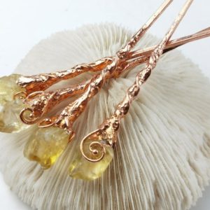 Shop Citrine Stones & Crystals! Crystal hair pin, citrine hair stick, decorative hair stick, gemstone hair accessory | Natural genuine stones & crystals in various shapes & sizes. Buy raw cut, tumbled, or polished gemstones for making jewelry or crystal healing energy vibration raising reiki stones. #crystals #gemstones #crystalhealing #crystalsandgemstones #energyhealing #affiliate #ad
