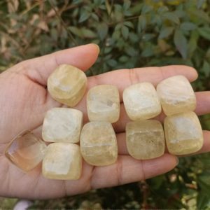 Shop Tumbled Citrine Crystals & Pocket Stones! Citrine (Heat Treated) Tumbled Stone Cube Shaped | Natural genuine stones & crystals in various shapes & sizes. Buy raw cut, tumbled, or polished gemstones for making jewelry or crystal healing energy vibration raising reiki stones. #crystals #gemstones #crystalhealing #crystalsandgemstones #energyhealing #affiliate #ad