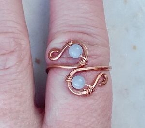 Shop Angelite Rings! Healing and Gemstone Ring, Swirl Copper Knuckle Ring | Natural genuine Angelite rings, simple unique handcrafted gemstone rings. #rings #jewelry #shopping #gift #handmade #fashion #style #affiliate #ad