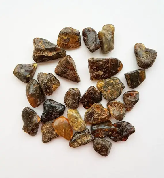 Dark Baltic Amber, Natural Baltic Amber, Tumbled Stones, Dark Amber, Loose Amber Stones,  Amber Polished Pieces, Natural Black Amber