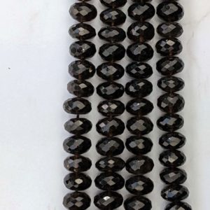 Shop Smoky Quartz Rondelle Beads! Dark Smoky Quartz 10mm Faceted Rondelles 13" Bead Strand | Natural genuine rondelle Smoky Quartz beads for beading and jewelry making.  #jewelry #beads #beadedjewelry #diyjewelry #jewelrymaking #beadstore #beading #affiliate #ad