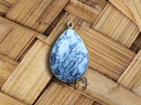 Dendrite Agate Pear Briolette 925 Sterling Silver Gold Plated Bezel Pendant-jewelry Making & Beading Pendants Craft Supplies
