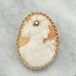 Shop Diamond Pendants! Antique Art Deco Cameo Brooch or Pendant with Diamond Hair Piece VH7E3R-N | Natural genuine Diamond pendants. Buy crystal jewelry, handmade handcrafted artisan jewelry for women.  Unique handmade gift ideas. #jewelry #beadedpendants #beadedjewelry #gift #shopping #handmadejewelry #fashion #style #product #pendants #affiliate #ad
