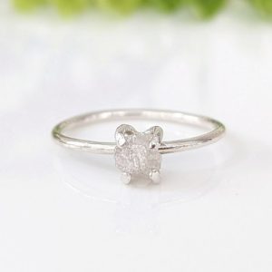 Raw diamond engagement ring, Sterling Silver Solitaire diamond ring, Rough uncut diamond ring, Diamond promise ring, Unique engagement ring | Natural genuine Array rings, simple unique alternative gemstone engagement rings. #rings #jewelry #bridal #wedding #jewelryaccessories #engagementrings #weddingideas #affiliate #ad