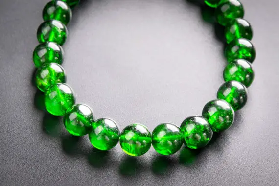 24 Pcs - 7-8mm Transparent Chrome Diopside Bracelet Intense Forest Green Siberian Emerald Aaaaa Genuine Natural Round Gemstone(117214h-3023)