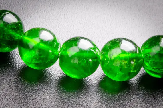 Precious Genuine Chrome Diopside Aaaaa Gemstone Bracelet 8mm Transparent Intense Forest Green Siberian Emerald Round Beads (118296h-4017)