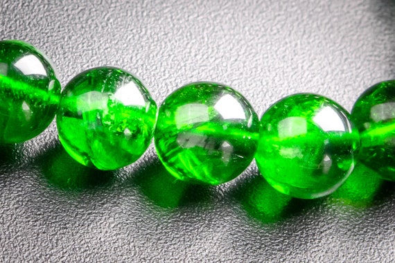 Precious Genuine Chrome Diopside Aaaaa Gemstone Bracelet 7-8mm Transparent Intense Forest Green Siberian Emerald Round Beads (117948h-3983)