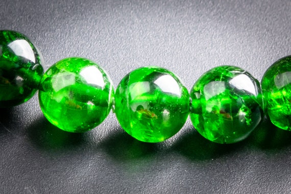Precious Genuine Chrome Diopside Aaaaa Gemstone Bracelet 8-9mm Transparent Intense Forest Green Siberian Emerald Round Beads (117651h-3952)