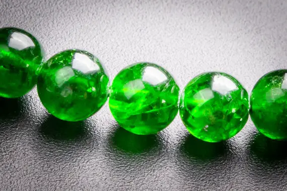 Precious Genuine Chrome Diopside Aaaaa Gemstone Bracelet 7-8mm Transparent Intense Forest Green Siberian Emerald Round Beads (117967h-3991)