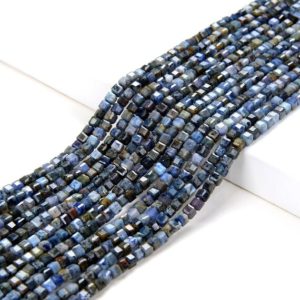 Shop Dumortierite Beads! 2MM Natural Dumortierite Gemstone Grade A Micro Faceted Diamond Cut Cube Loose Beads (P43) | Natural genuine faceted Dumortierite beads for beading and jewelry making.  #jewelry #beads #beadedjewelry #diyjewelry #jewelrymaking #beadstore #beading #affiliate #ad