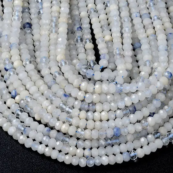 6x4mm Natural Dumortierite In Quartz Gemstone Grade A Micro Faceted Rondelle Loose Beads Bulk Lot 1,2,6,12 And 50 (p37)