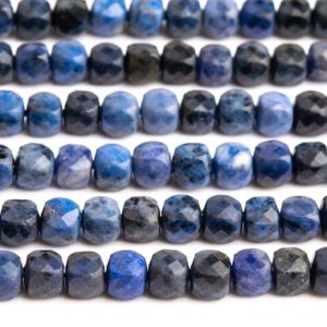 Shop Dumortierite Faceted Beads! Genuine Natural Dumortierite Gemstone Beads 4-5MM Blue Faceted Cube AA Quality Loose Beads (111748) | Natural genuine faceted Dumortierite beads for beading and jewelry making.  #jewelry #beads #beadedjewelry #diyjewelry #jewelrymaking #beadstore #beading #affiliate #ad