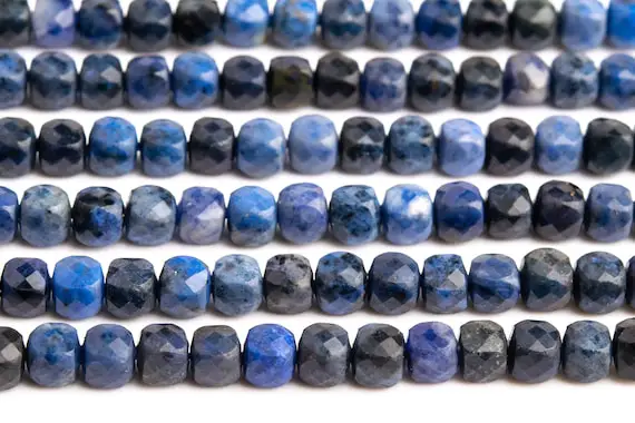 Genuine Natural Dumortierite Gemstone Beads 4-5mm Blue Faceted Cube Aa Quality Loose Beads (111748)
