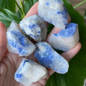 Shop Dumortierite Stones & Crystals! Raw Dumortierire in quartz  , rough Dumortierite in quartz | Natural genuine stones & crystals in various shapes & sizes. Buy raw cut, tumbled, or polished gemstones for making jewelry or crystal healing energy vibration raising reiki stones. #crystals #gemstones #crystalhealing #crystalsandgemstones #energyhealing #affiliate #ad