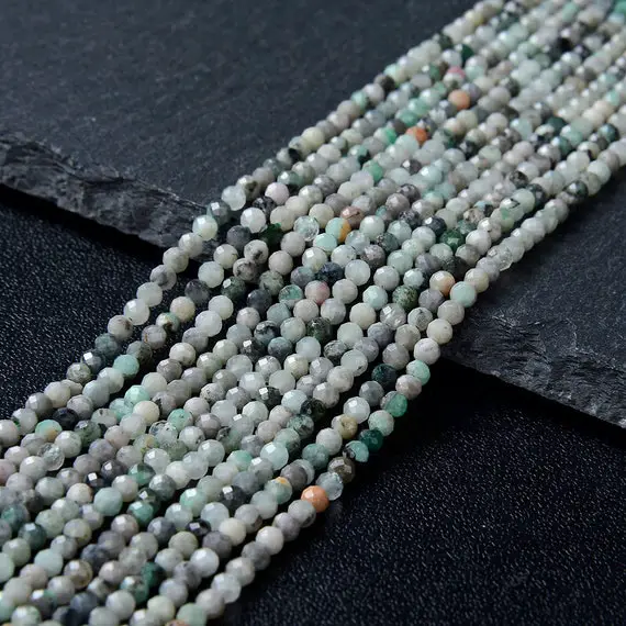 2mm Natural Emerald Gemstone Grade A Micro Faceted Round Beads 15 Inch Full Strand (80015387-p46)