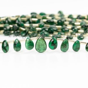 Shop Emerald Bead Shapes! Natural Emerald Pear Briolettes, 4×6-7x11mm Emerald Pear Beads, Smooth Emerald Beads, Emerald Gemstone, Emerald Strand, Side Drill Beads | Natural genuine other-shape Emerald beads for beading and jewelry making.  #jewelry #beads #beadedjewelry #diyjewelry #jewelrymaking #beadstore #beading #affiliate #ad