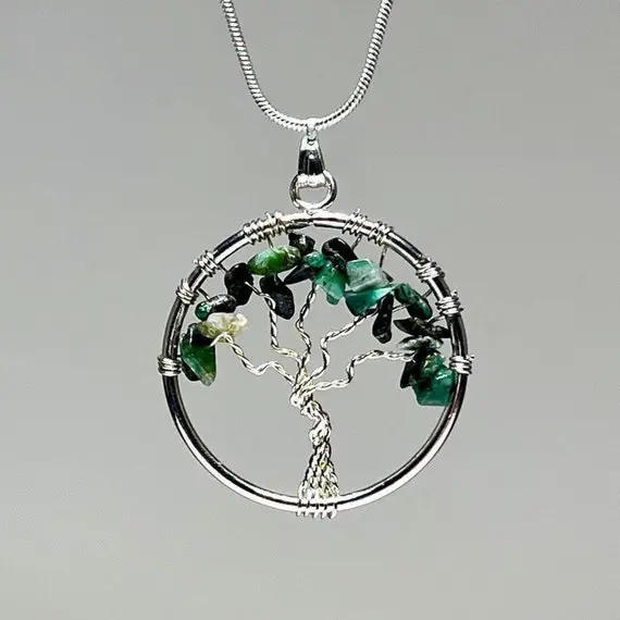 Emerald Tree Of Life Pendant With Free Chain
